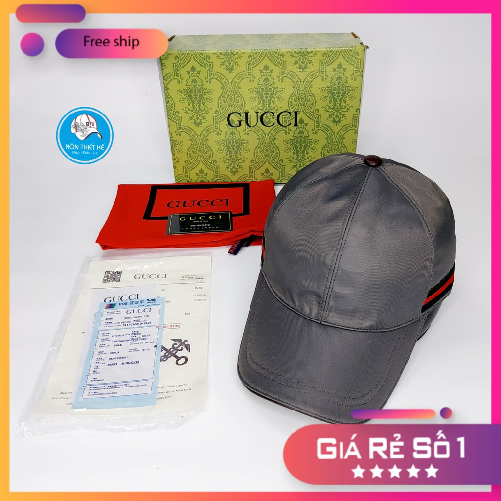 Nón kết gc Mũ lưỡi trai Gc thời trang nam nữ cao cấp chất liệu dù full box hộp màu xám cực chất (Nón Thiết Kế)