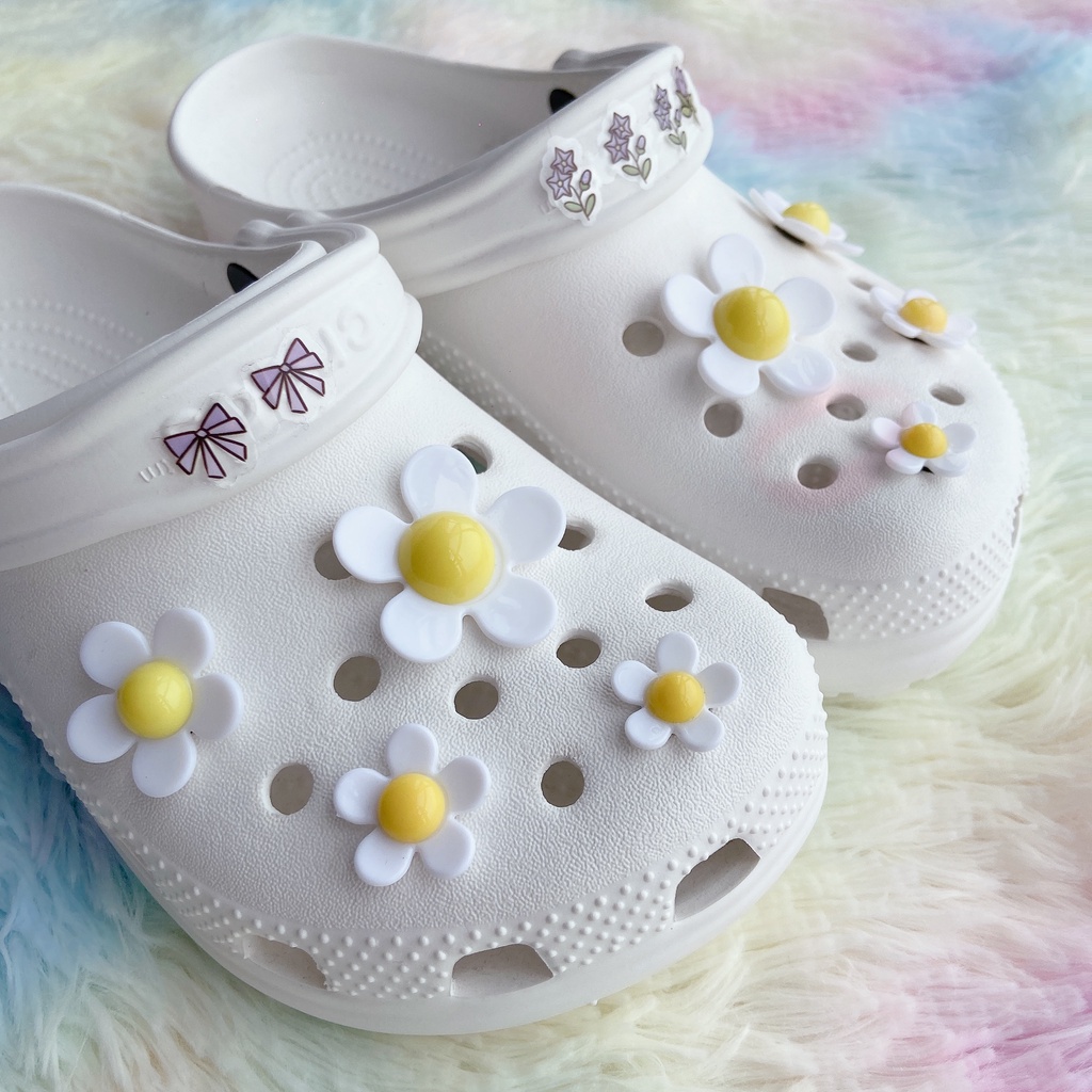 crocs sticker Set 8 Phụ Kiện Nút Giày Màu Đenshoes sticker Accessories Stickers Sandals Shoe Decoration