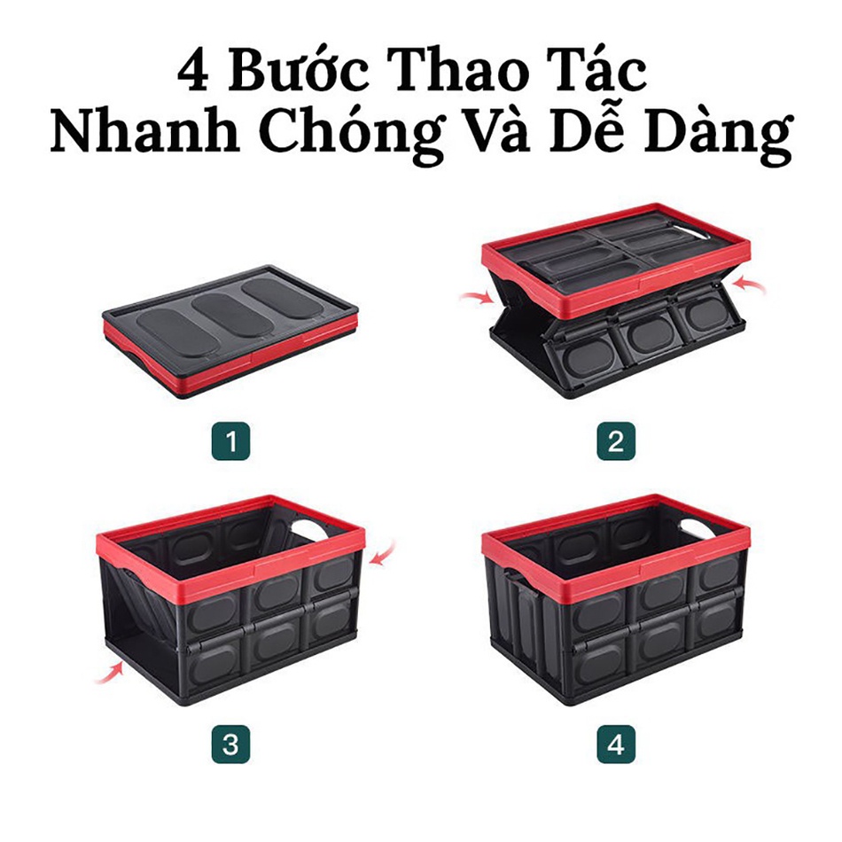 Thùng đựng đồ ô tô đa năng LUXCAR gấp gọn 30/55 Lít | Có túi lót - Hộp đựng đồ để cốp sau ô tô