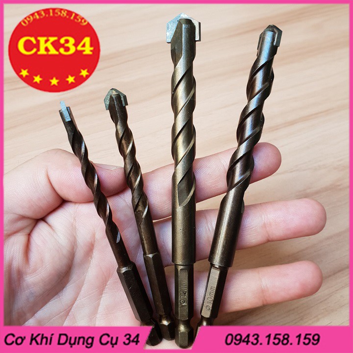 Bộ 4 mũi khoan bê tông, tường chuôi lục giác cho máy khoan máy bắn vít