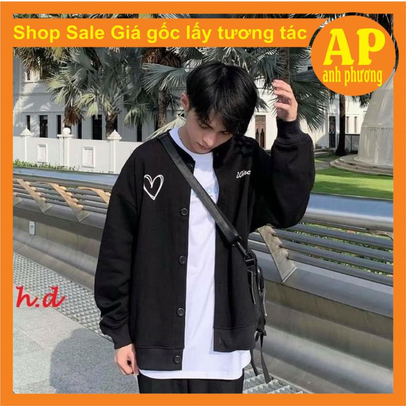 [ Mã FAMAYWA2 giảm 10K đơn 50K] Áo khoác cadigan in tim trắng hai mặt | BigBuy360 - bigbuy360.vn