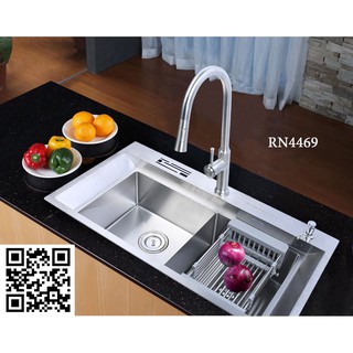 Bộ chậu rửa bát Ranox cao cấp và Vòi rút dây Hàn Quốc RN4469