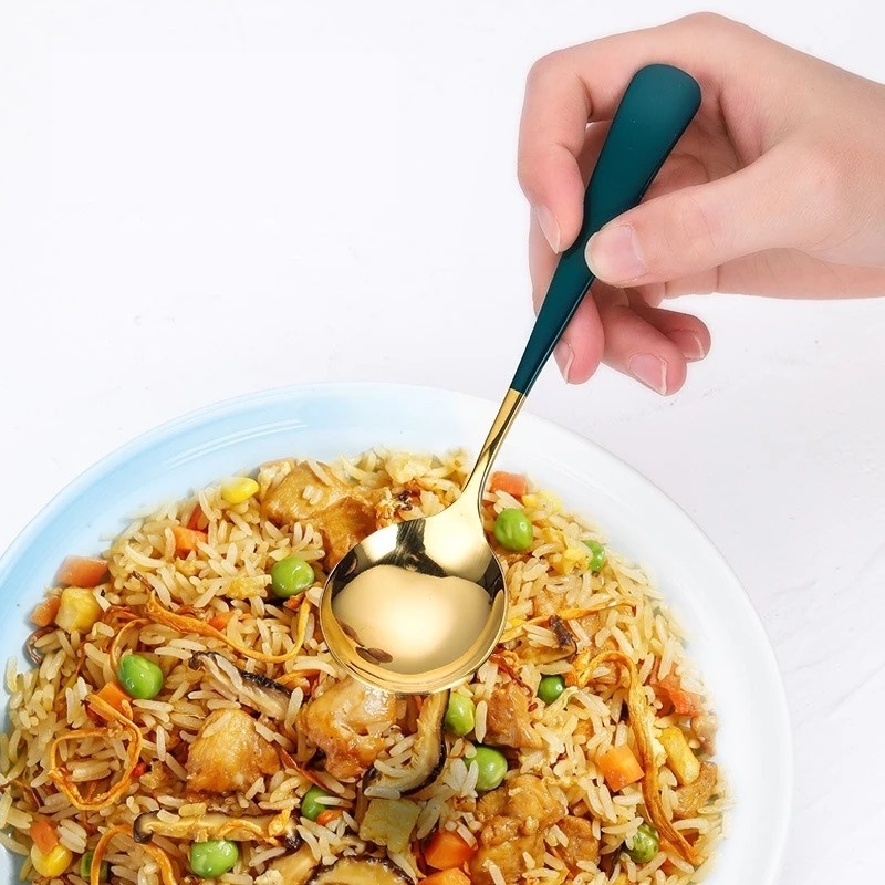 Thìa múc canh bằng thép không gỉ màu vàng sang trọng