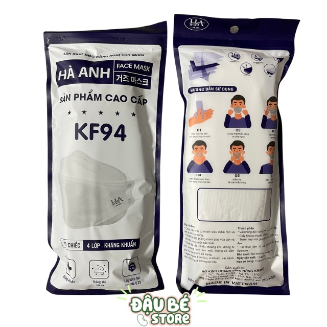 Khẩu Trang Y Tế 4 Lớp Kf94 Cao Cấp Thương Hiệu Face Mask 4D Kháng Khuẩn Và Chống Bụi Mịn - Daube - Kt001