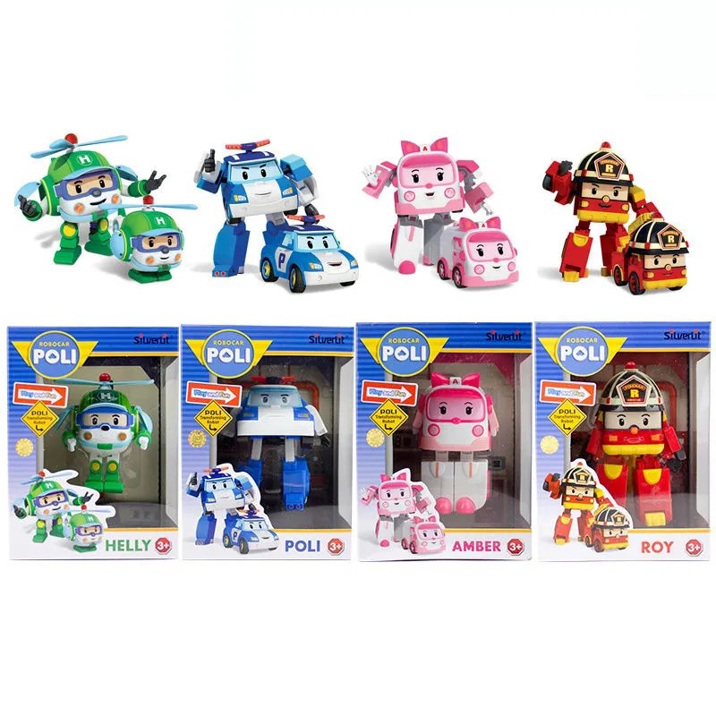 Đồ chơi xe biến hình có hộp đựng cao cấp, xe biến hình thành robot Robocar Poli độc đáo vui nhộn cho bé
