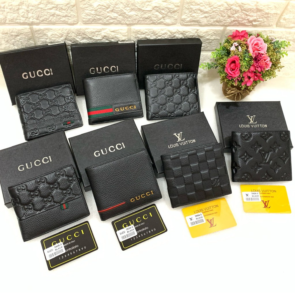 Ví Da Bò Gucci Dáng Ngắn Gập Đôi Thời Trang Cao Cấp Cho Nam