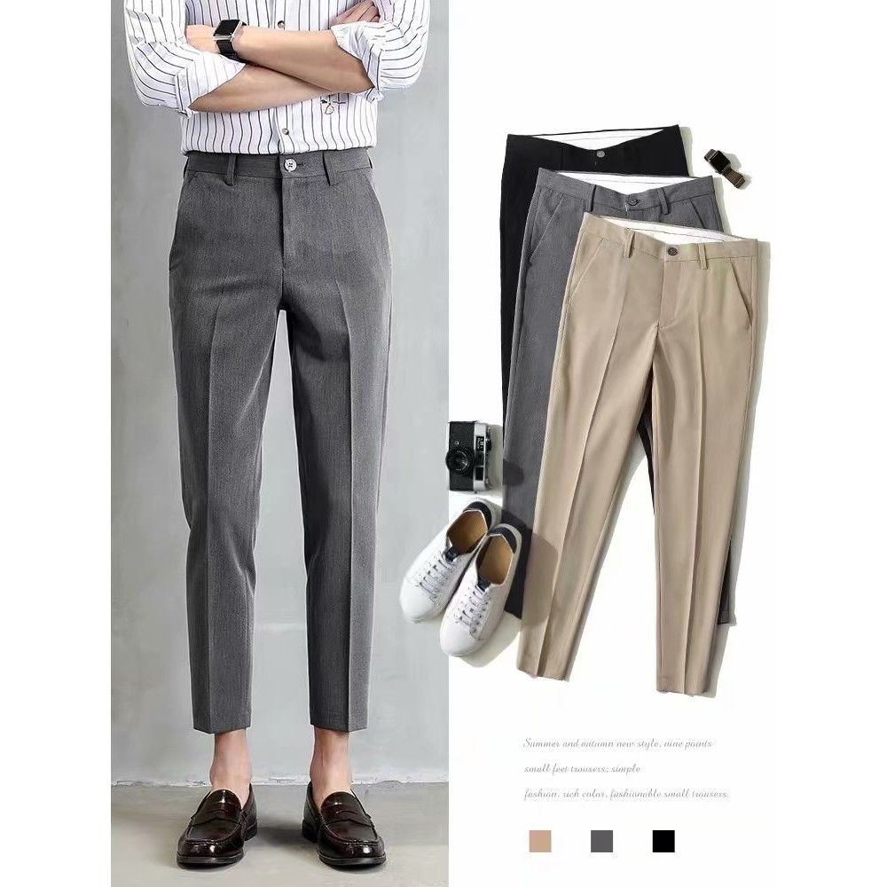 Hot Boys Japanese fashion pants trend new casual all-match pants literary cropped pants simple youth Harajuku Ins popular pants men's and women's dress pants