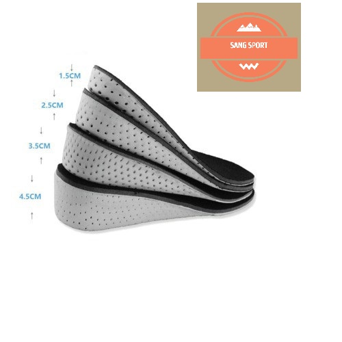 Cặp lót giày tăng chiều cao cao su, êm chân, thoáng khí độn đế tăng 1,5-4,5cm - Loại nguyên bàn chân - L14