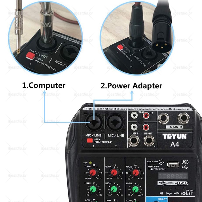 Bảng Điều Khiển Âm Thanh DJ Live KTV 4 Kênh Nhỏ Gọn