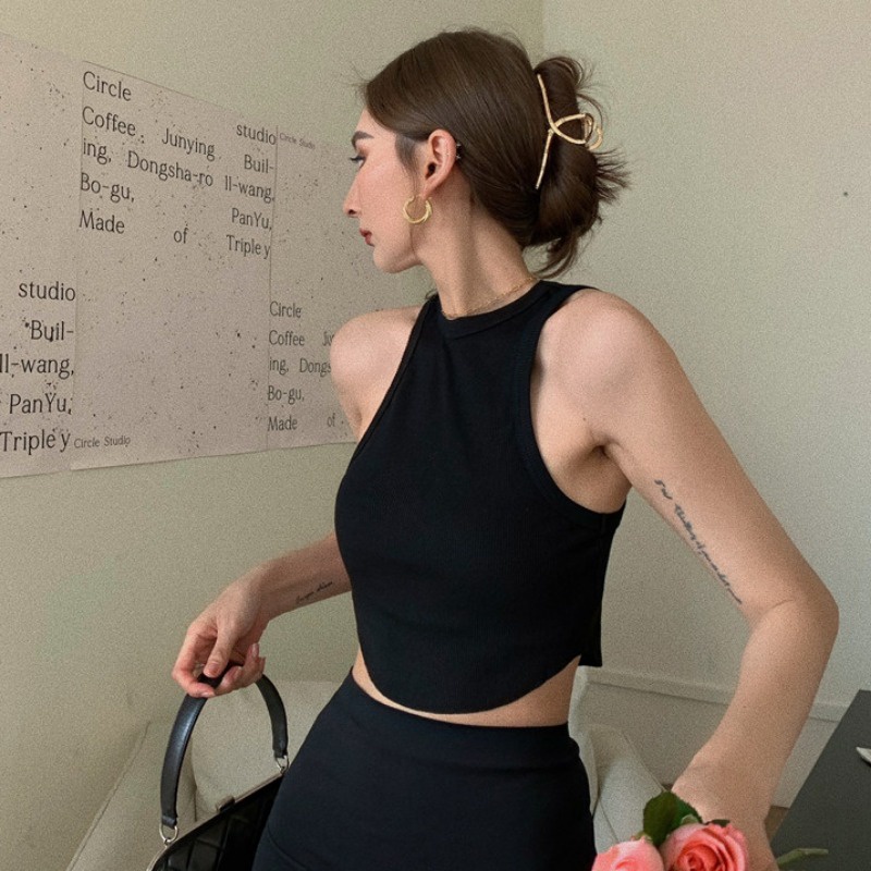 Porozi  Áo croptop sát nách  dáng ôm phong cách thời trang Hàn Quốc cho nữ