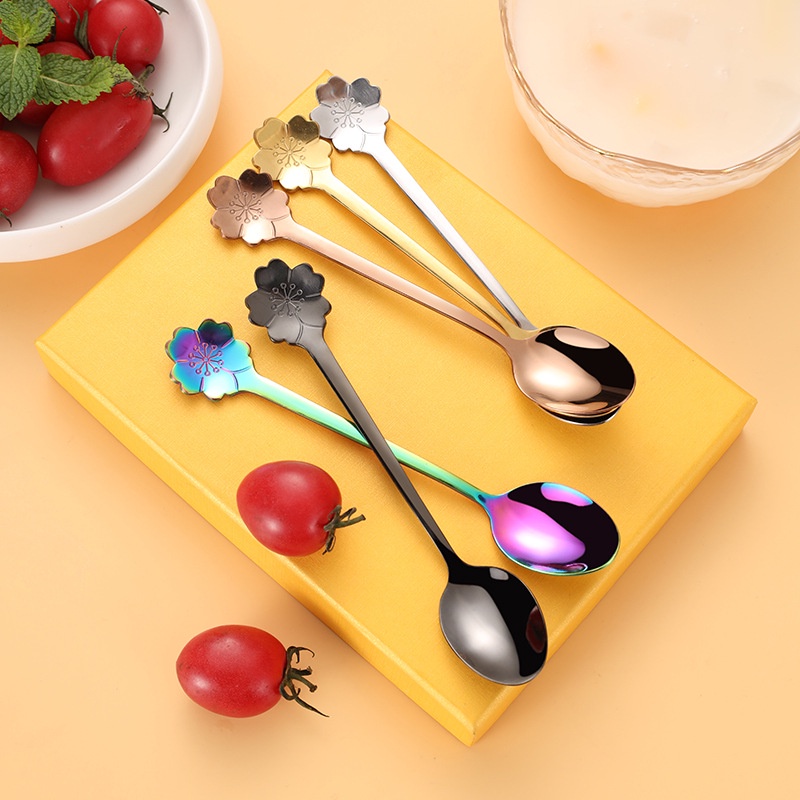 Muỗng Cà Phê Bằng Thép Không Gỉ Hình Hoa Anh Đào