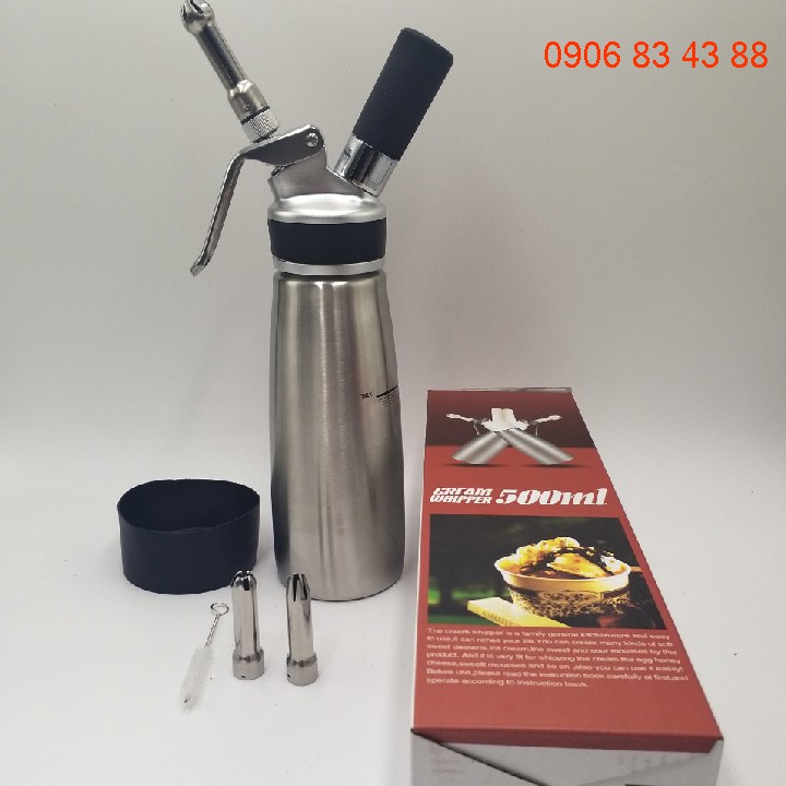 Bình Xịt Kem Tươi CREAM WHIPPER 500ml - Dòng Cao Cấp - Thân Máy Bằng thép không gỉ - Coffee New