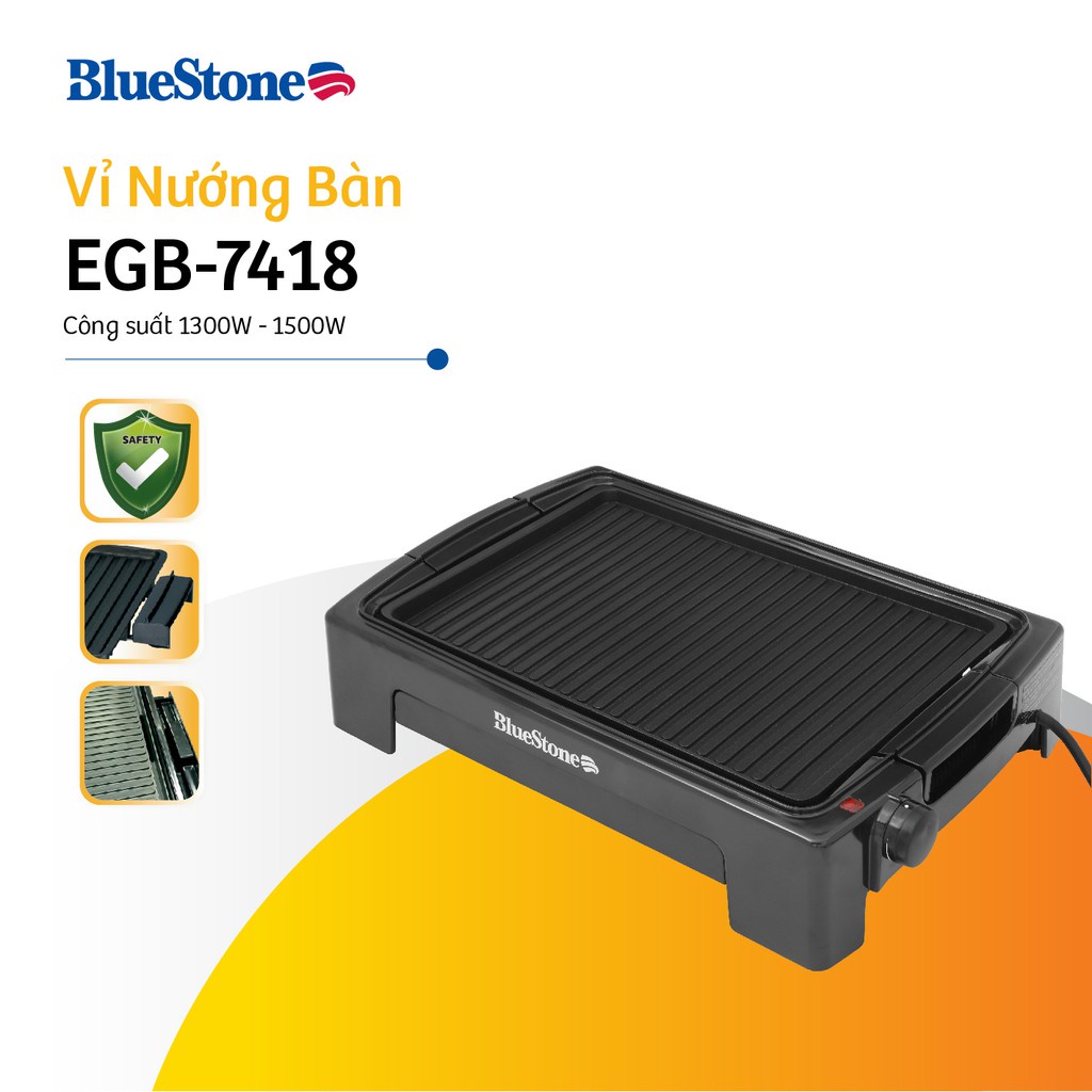 Vỉ nướng điện BlueStone EGB7418 Công Suất 1500W BẢO HÀNH CHÍNH HÃNG