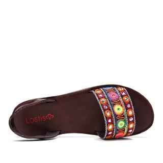 Giày Sandal Nữ Đan Len Đính Đá Pha Lê