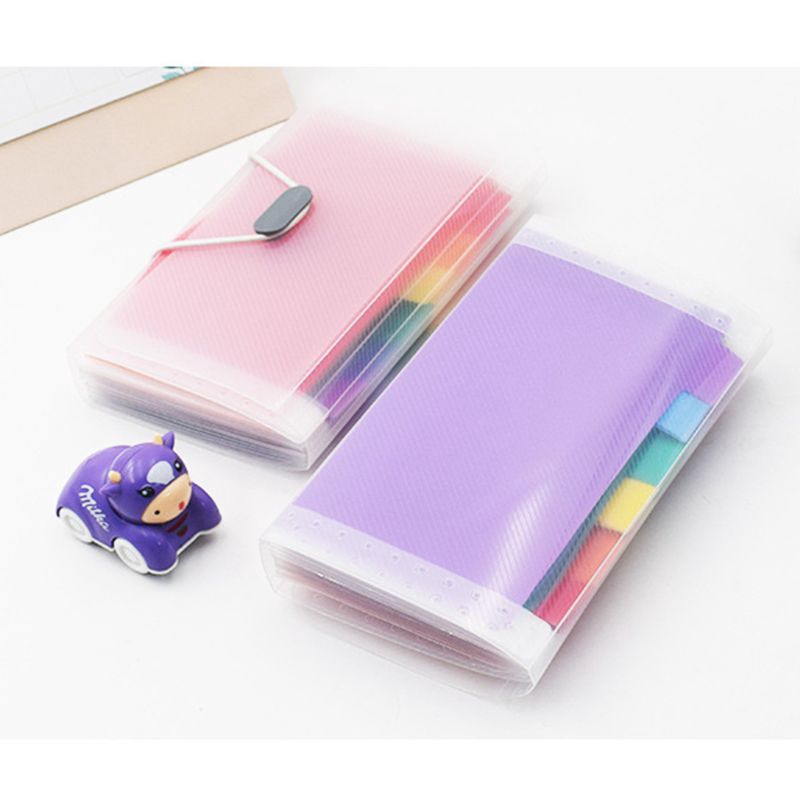 Rainbow Color A6 Document Bag Cute Mini Bill Receipt File 13 Grids Pouch Folder