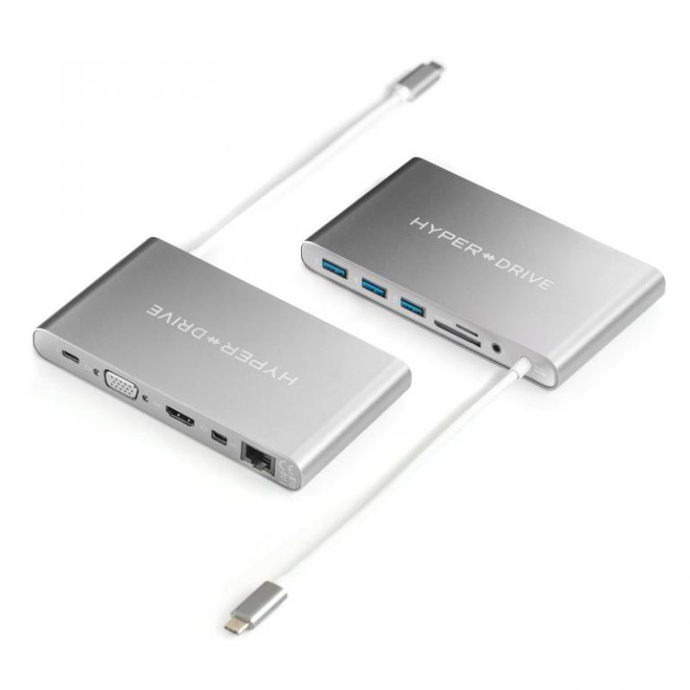 Cổng Chuyển/Hub USB-C 11in1 HDMI 4K, VGA, LAN, SD, MicroSD, USB 3.1, Mini Displayport, Jack 3.5mm HyperDrive Ultimate