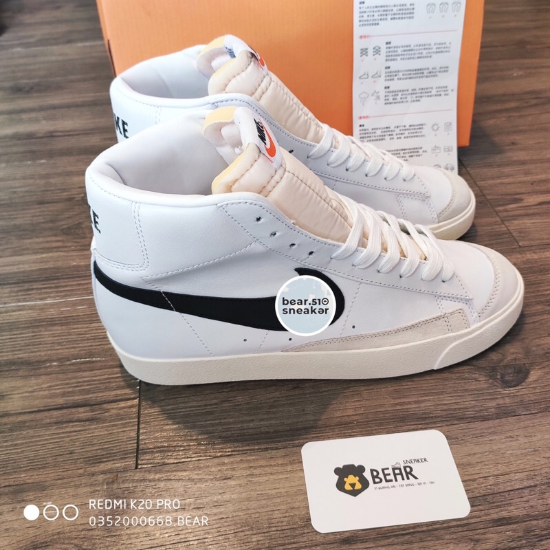 [Bear.sneaker] Giày thể thao Hot Đen trắng Black And White cao cổ bản SC - Da xịn