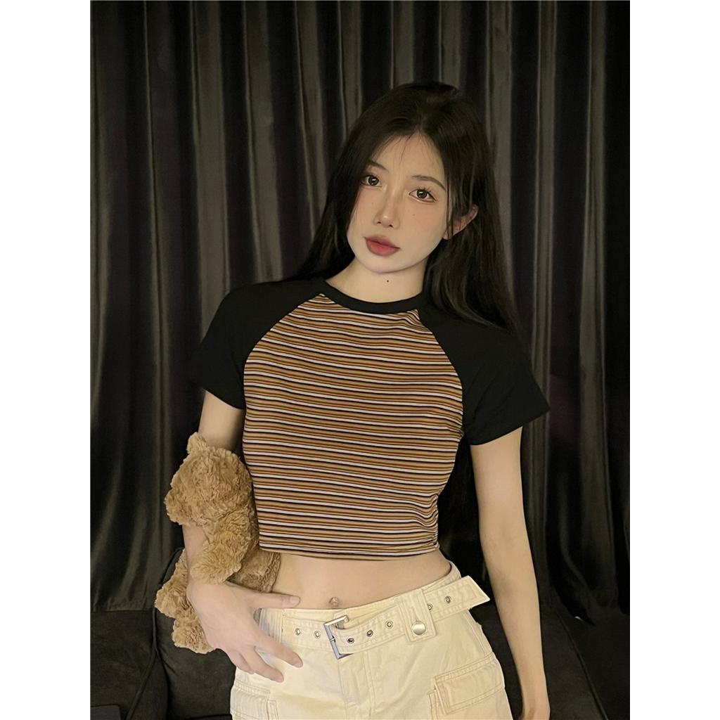 Áo Thun Tay Ngắn Cổ Tròn Họa Tiết Kẻ Sọc Phong Cách Mới Mùa Hè 62956