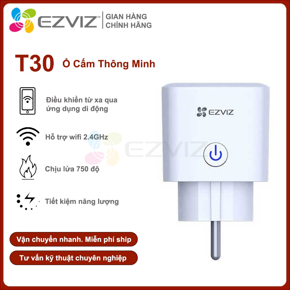 [CHÍNH HÃNG] Ổ Cắm Thông Minh EZVIZ T30-EU  - Cài Đặt Hẹn Giờ An Toàn, Chống Cháy Nổ, Điều Khiển Thông Minh Từ Xa