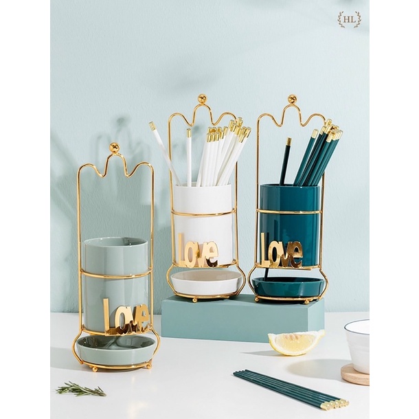 ỐNG CẮM ĐŨA ĐƠN | ỐNG ĐŨA 1 SỨ XANH NGỌC BÍCH | GIỎ CẮM ĐŨA SỨ HALLEY HOME | Ống Đũa Đơn Love
