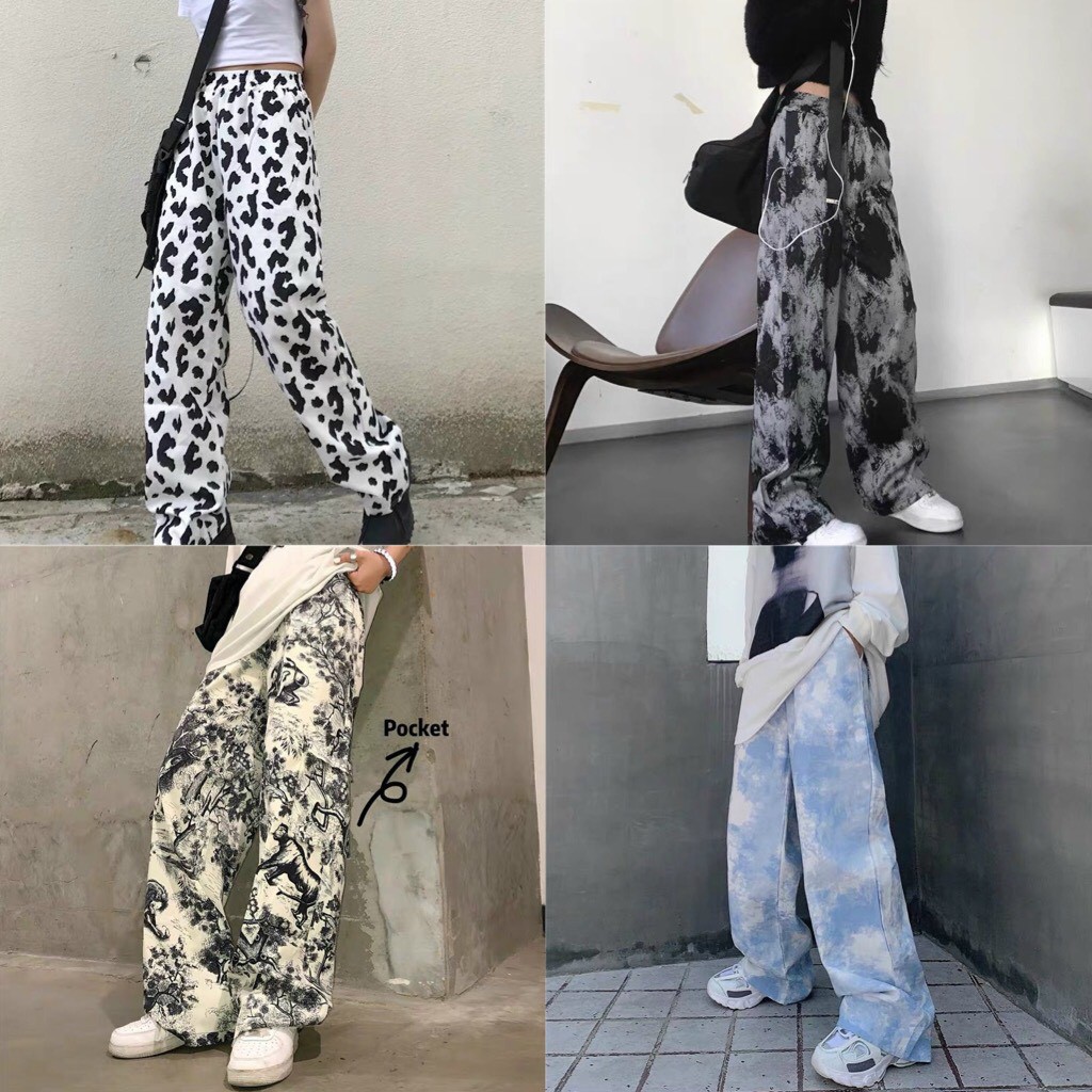 Quần Ống Rộng Nam Nữ Cullotes Loang Nhiều Màu Form Rộng Ulzzang Q04