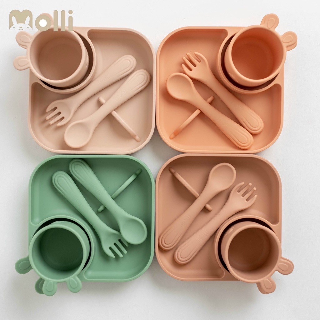 SET ĂN DẶM 4 CHI TIẾT MOLLI: BÁT - THÌA - DĨA CỐC
