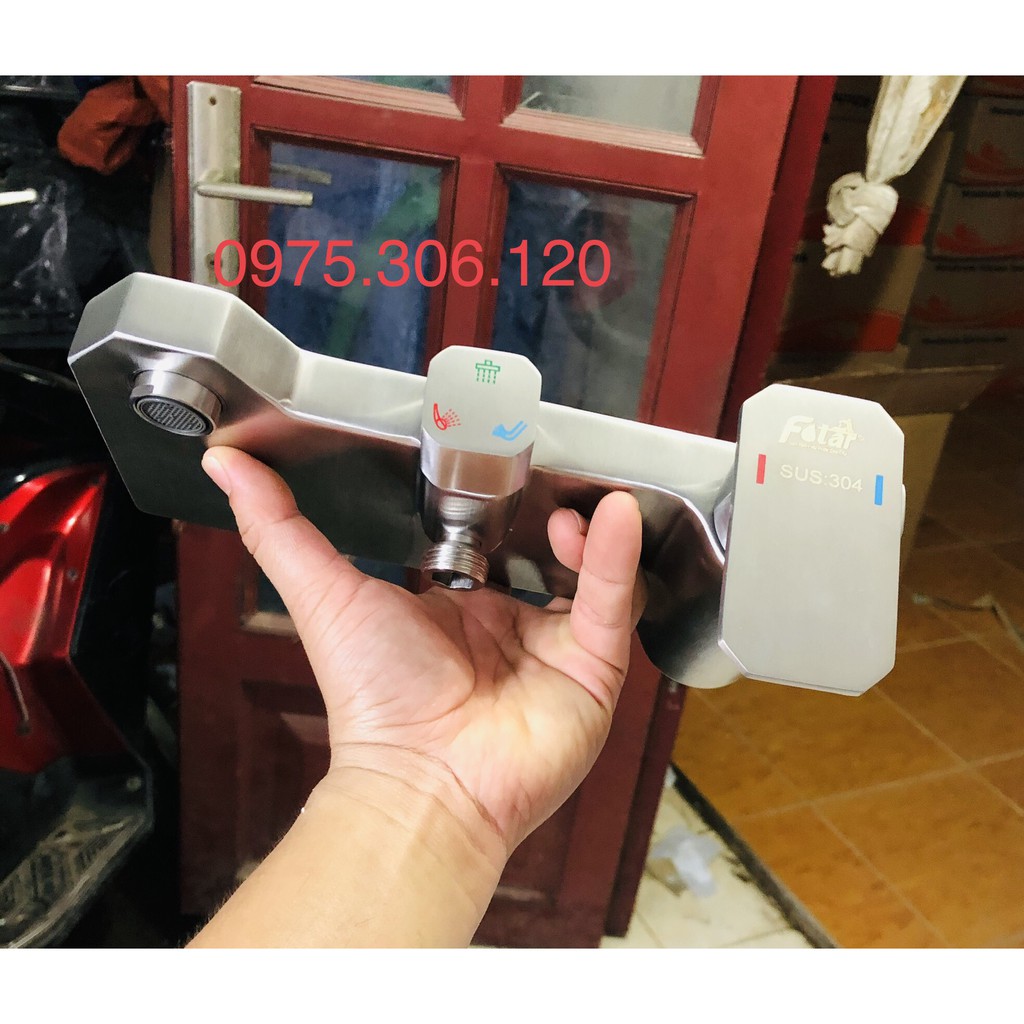 (HIỆN ĐẠI TIỆN LỢI) Bộ Sen Cây Tắm Đứng Nóng Lạnh INOX 304 N1009 Fotar và tay sen tắm và dây, SEN CÂY NEW CÓ KỆ DẦU GỘI