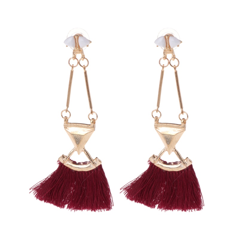 Hoa Tai Dáng Dài Phối Tua Rua Phong Cách Vintage Thời Trang