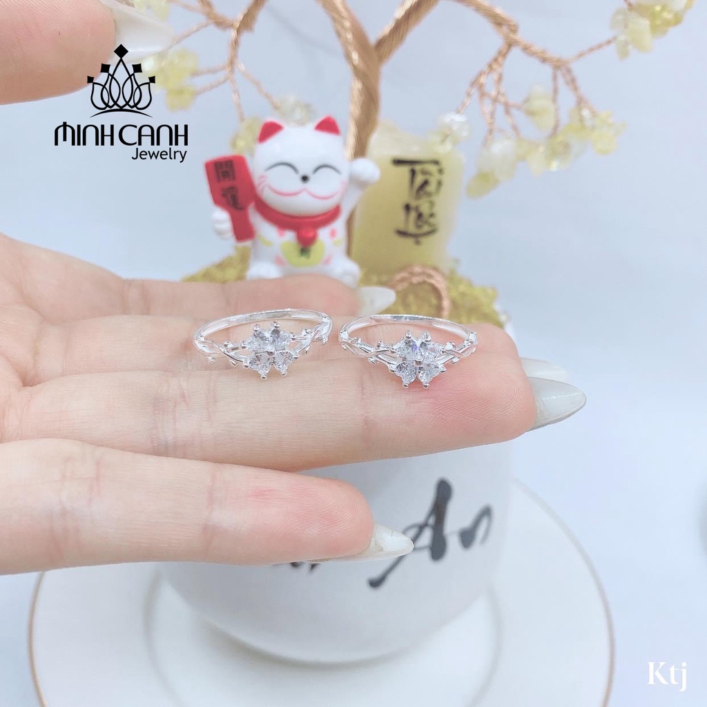 Nhẫn Bạc 4 Lá May Mắn Đính Đá - Minh Canh Jewelry