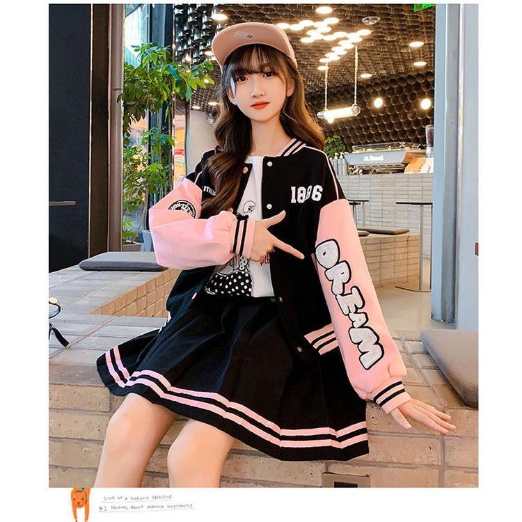 Gmn Fast Ship Set Đồ Thể Thao Hai Món Áo Khoác Bóng Chày Phong Cách Phương Tây Thời Trang Xuân Thu Hàn Quốc 2022 Mới Cho Bé Gái