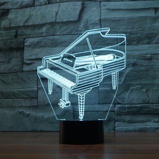 Đèn Led Để Bàn Hình Đàn Piano 3D Đổi Màu