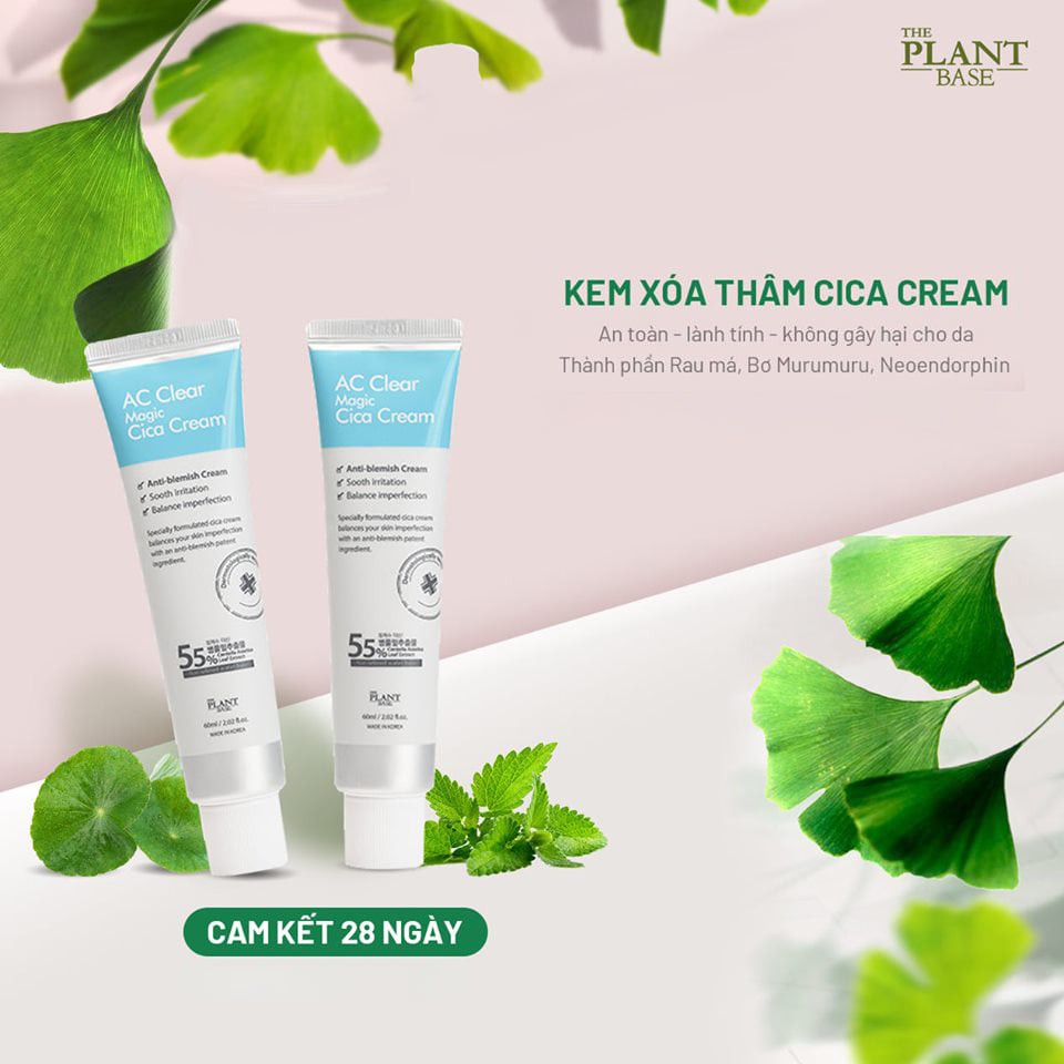 Kem dưỡng hỗ trợ nuôi dưỡng bảo vệ da The Plant Base AC Clear Magic Cica Cream 60ML