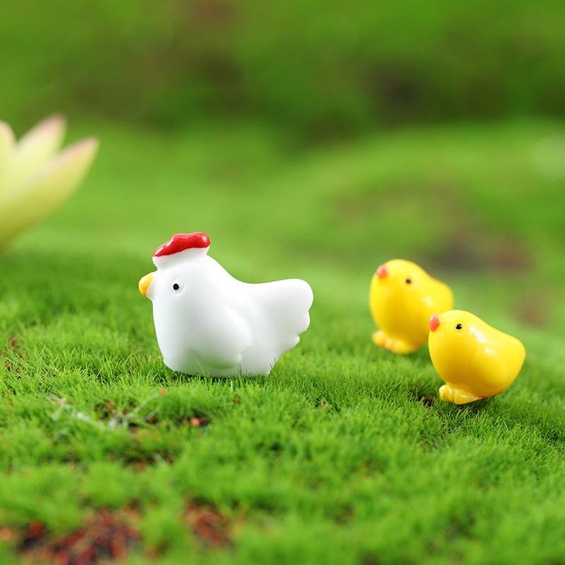 Mô hình tiểu cảnh🌈🌈🌈 Mô hình gà mái, gà con ổ trứng và các loại trứng