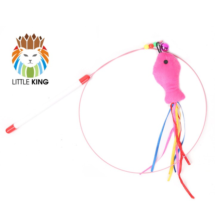 Đồ chơi Cần câu mèo dây thép dẻo và con cá bông đồ chơi cho mèo vờn bắt, thư giãn Little King pet shop