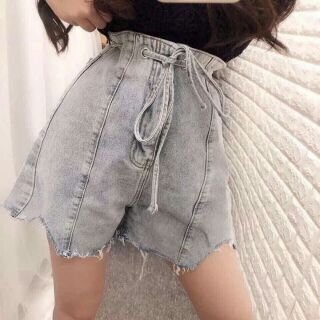 Quần đùi jean cột nơ