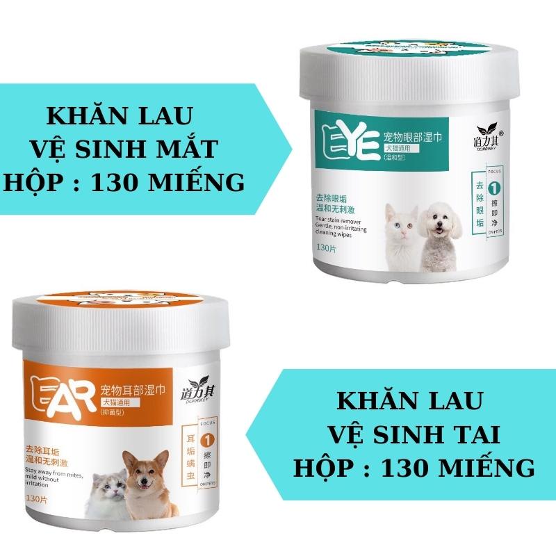 Khăn ướt lau mắt vệ sinh tai tẩy ố bẩn cho chó mèo thú cưng hộp 130 miếng-familypetshop.vn