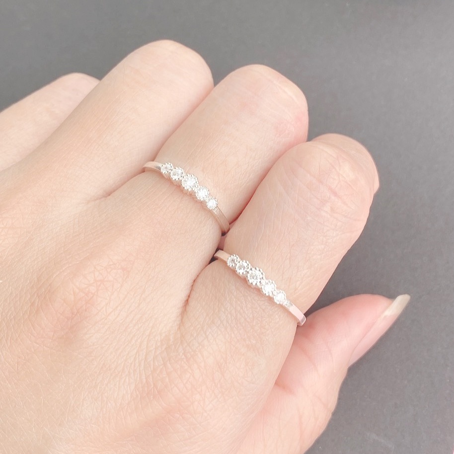 Nhẫn nữ bạc ta 5 hình tròn đính đá nhỏ - Trang sức Bạc Evasilver