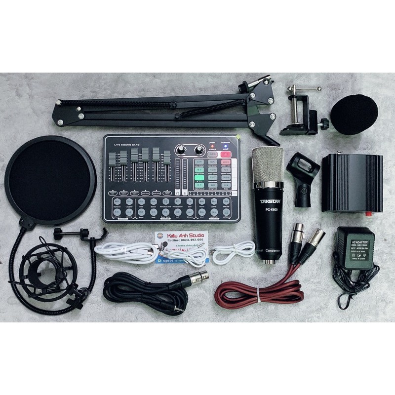 Bộ combo thu âm livestream Mic PC K600 và suondcard H9 autoturn hát max hay