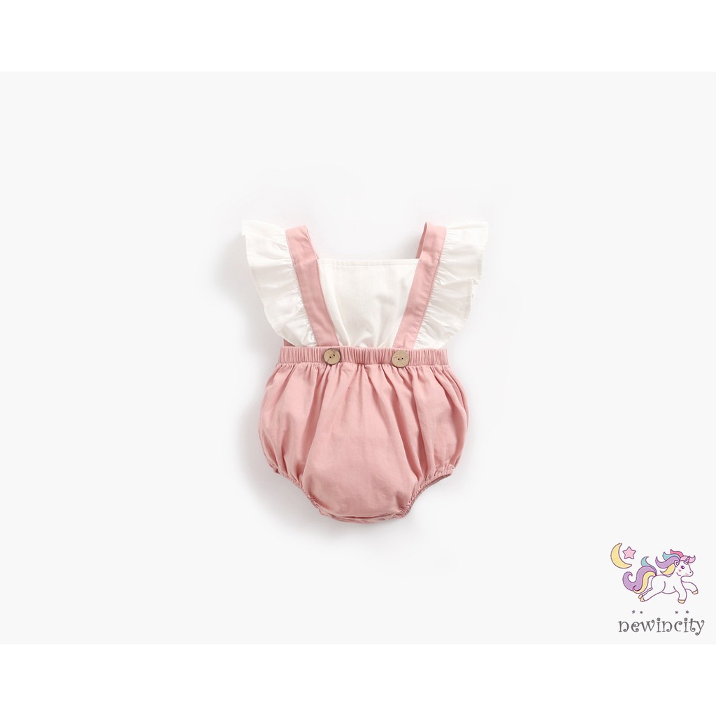 Áo Liền Quần Yếm Tay Loe Xinh Xắn Cho Bé Gái