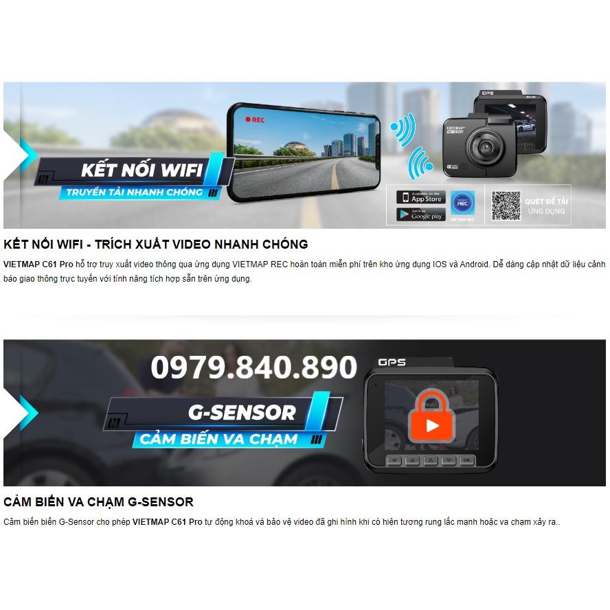 VIETMAP C61 PRO 2022 - Camera hành trình có cảnh báo tốc độ