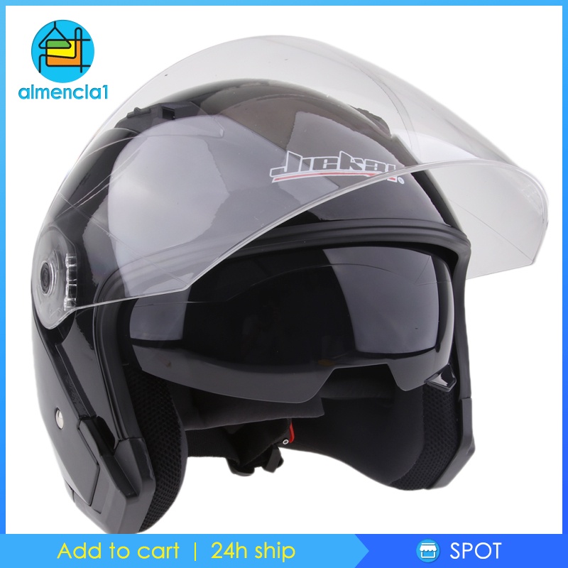 [ALMENCLA1]Motorcycle 3/4 Open Face Helmet with Full Face Shield Visor