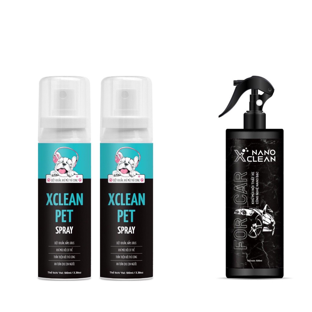 [COMBO 2 Chai + 1XỊT XE HƠI GIÁ TỐT]Diệt Khuẩn PET Khử Hôi Thú Cưng Nano Bạc Xclean Pet 100ml xịt thơm miệng thú cưng