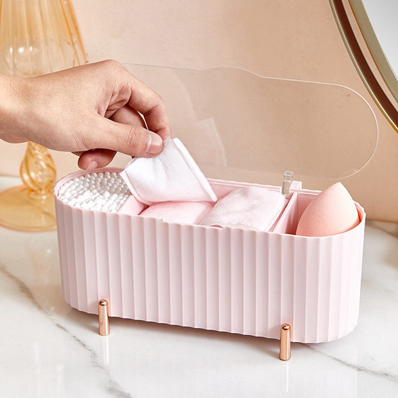 Hộp Đựng Bông Tẩy Trang Bằng Cotton Có Nắp Trong Suốt Tiện Dụng