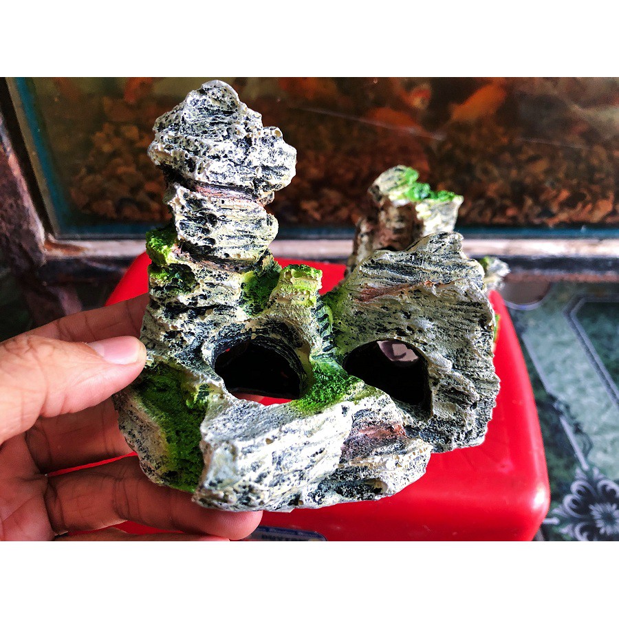 CẢNH NÚI HANG TRANG TRÍ HỒ CÁ NON BỘ CAO 10CM