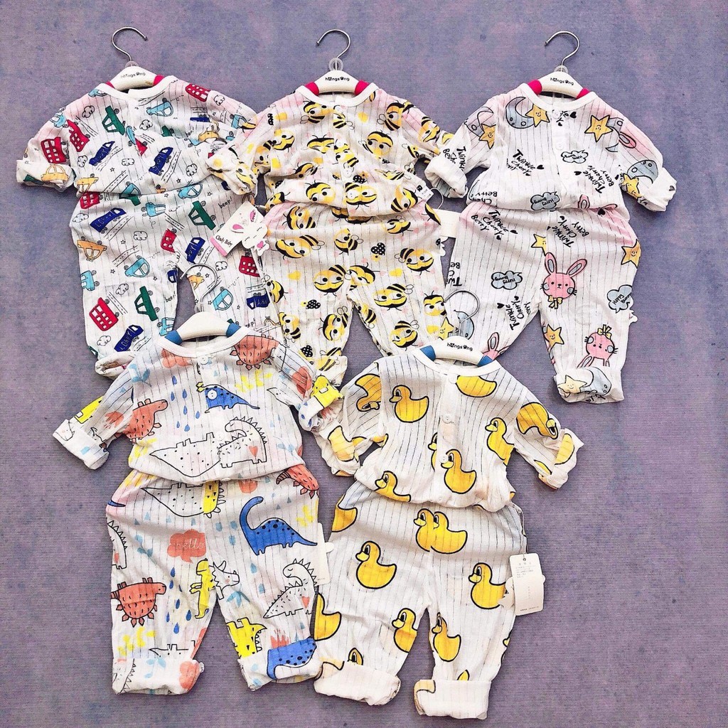 Bộ đồ cotton giấy dài tay Quảng Châu cho bé trai, bé gái sơ sinh, 1,2 ,3 tuổi BABYSTORE88