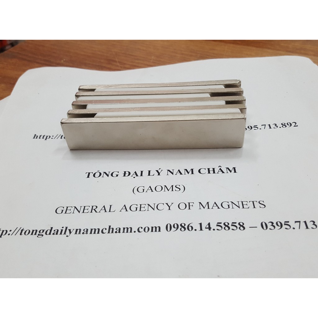 Nam châm thanh 100x20x5mm, nam châm trắng đất hiếm lực hút siêu mạnh 100*20*5mm