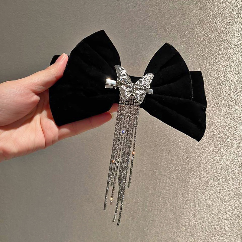 Kẹp Tóc Nơ Tua Rua Màu Trơn Cỡ Lớn Mẫu Mới Cho Nữ