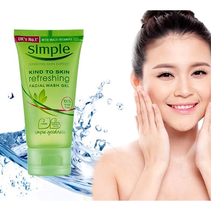 Sữa Rửa Mặt Simple 🚛[FREESHIP]🚛 Gel Kind To Skin Chăm Sóc Cho Da Nhạy Cảm 150ml