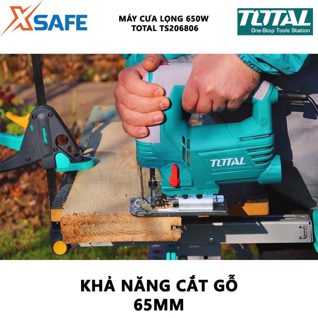 Máy cưa lọng TOTAL TS206806 | máy cắt lọng cầm tay công suất 650W | Mô tơ chổi than, tốc độ không tải 800-3000 v/p