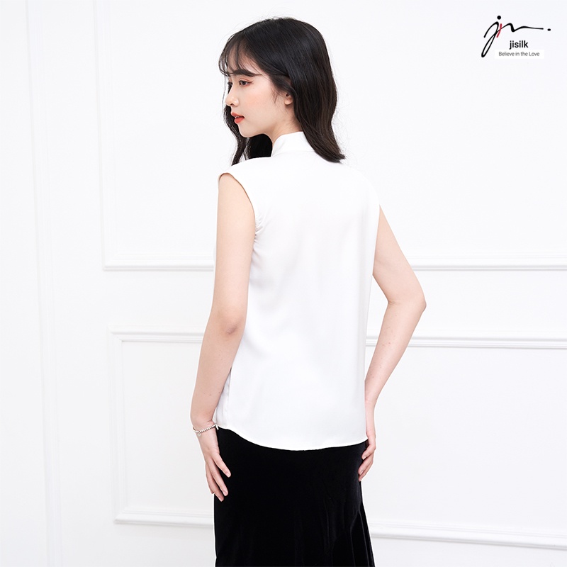 Áo nữ kiểu jisilk công sở nữ tay ngắn trẻ trung lụa cao cấp trắng đỏ ghi xám Jula L.AK0-01
